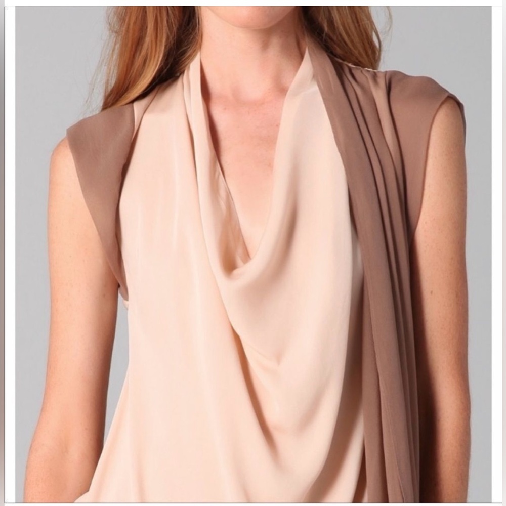 Haute Hippie Silk Blouse 2 tone with capped sleeve